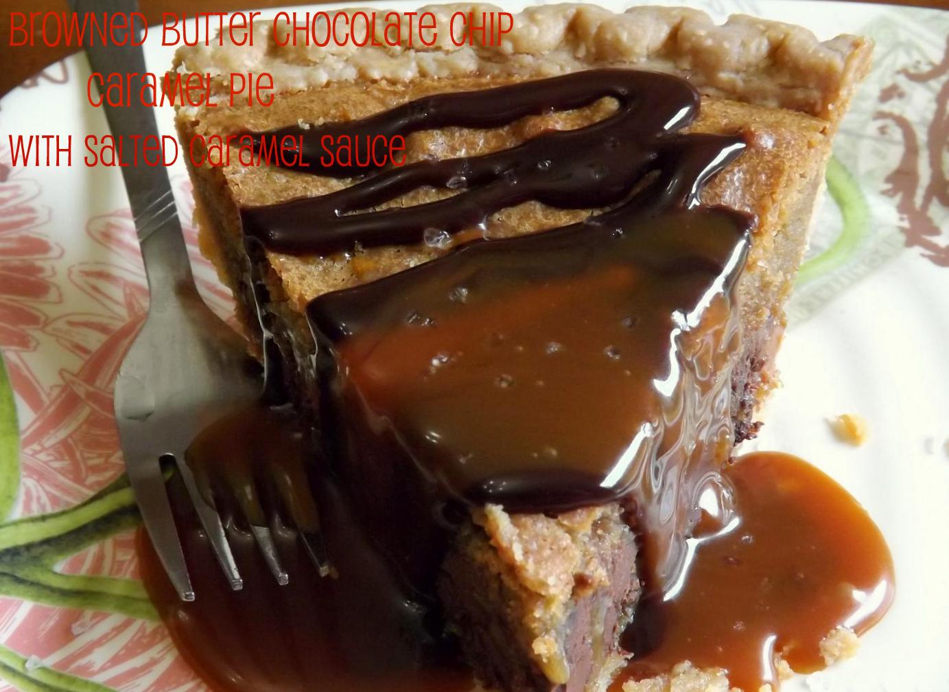 Browned Butter Chocolate Chip Cookie Pie With Salted Caramel Sauce-001