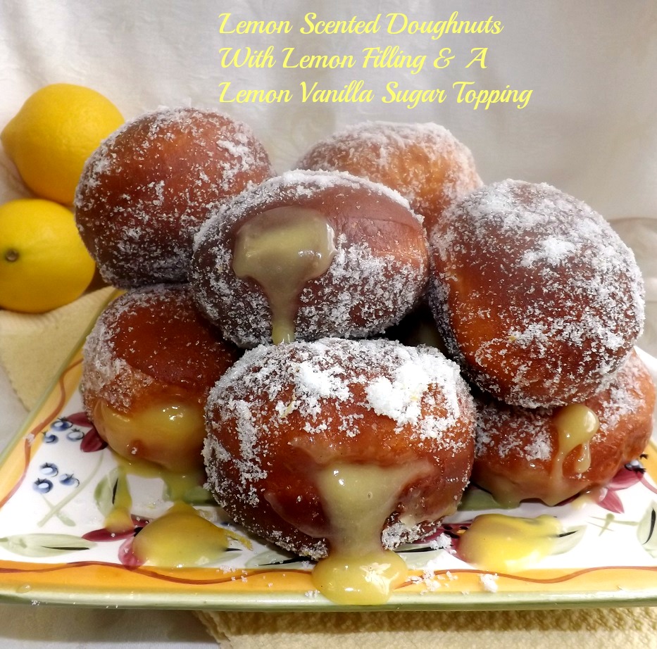 Lemon Scented Doughnuts With Lemon Filling & A Lemon Vanilla Sugar Topping