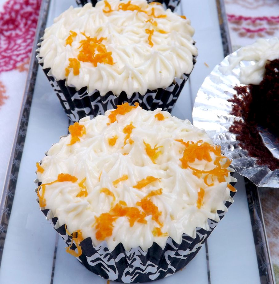 Fudgy Brownie Cupcakes With Tangy Orange Vanilla Buttercream