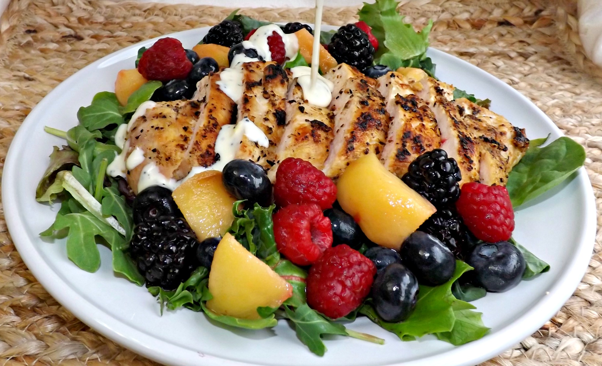 Red, White & Blue Grilled Chicken Salad With Lemon Poppyseed Dressing 1