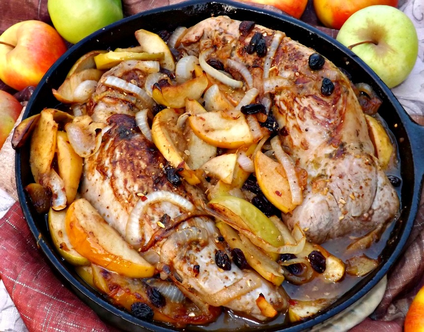 Cider Braised Pork Tenderloin With Apples And Onions