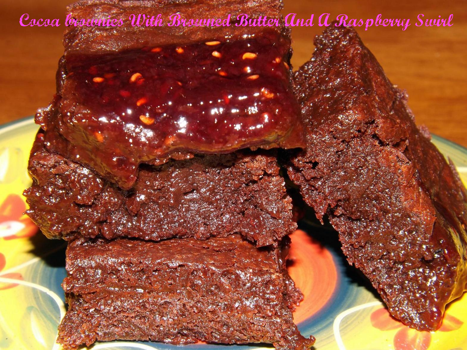 Cocoa Brownies With Browned Butter And A Raspberry Swirl