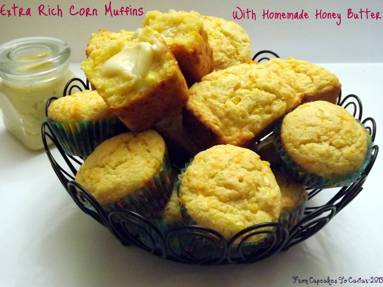 Extra-Rich-Corn-Muffins-With-Homemade-Honey-Butter