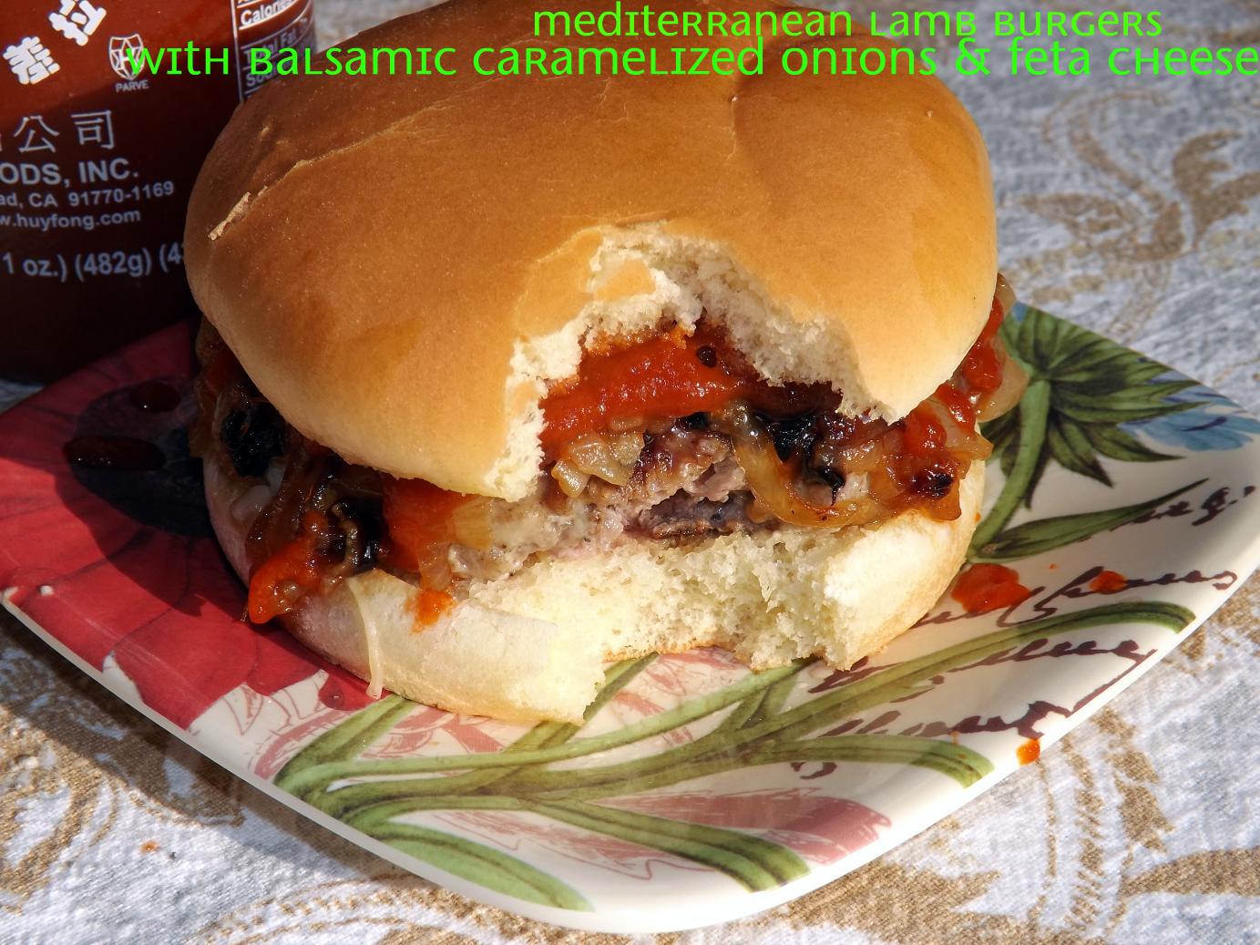 Mediterranean Lamb Burgers With Balsamic Caramelized Onions, Feta 