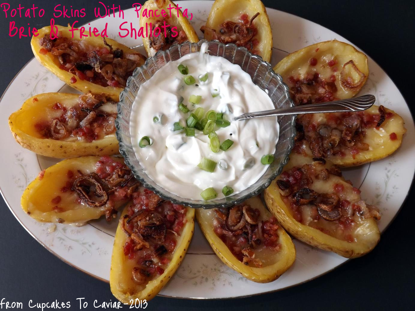 Potato Skins With Pancetta, Brie & Fried Shallots