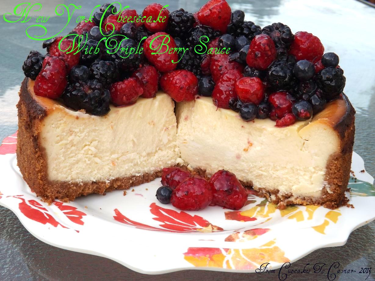 New York Cheesecake With Triple Berry Sauce