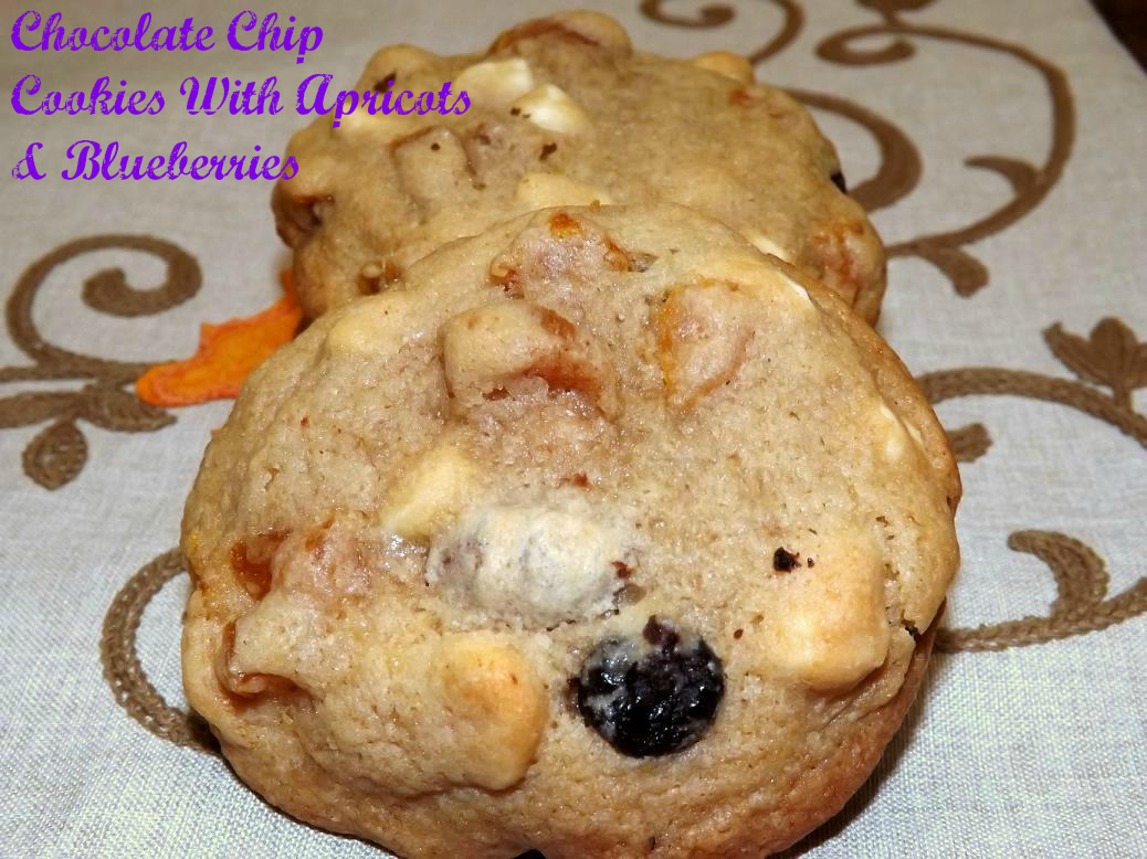 Double Chocolate Chip Cookies With Apricots & Blueberries