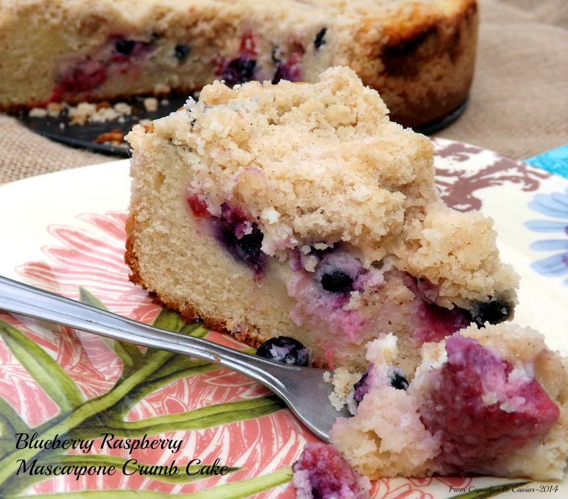Blueberry Raspberry Mascarpone Crumb Cake