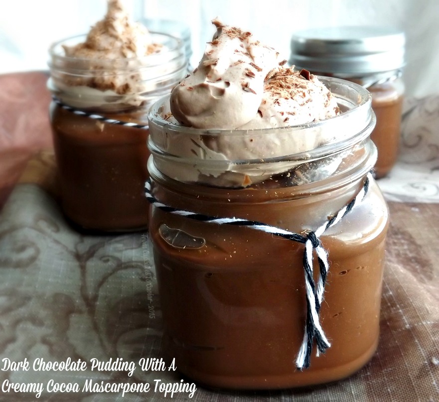 Dark Chocolate Pudding With A Creamy Cocoa Mascarpone Topping