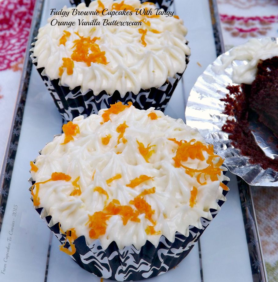 Fudgy Brownie Cupcakes With Tangy Orange Vanilla Buttercream 1